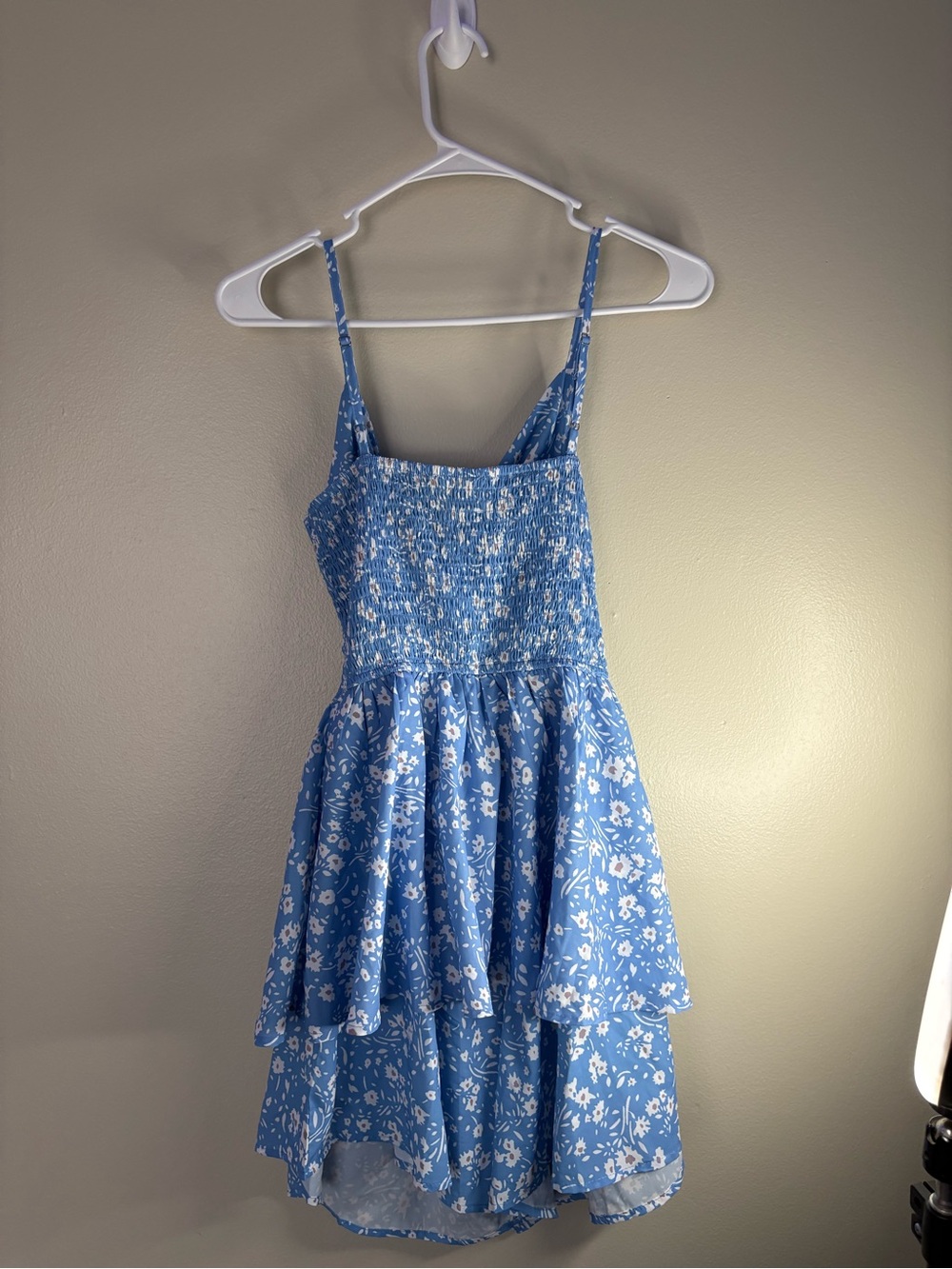 Blue Floral Smocked Tiered Sundress